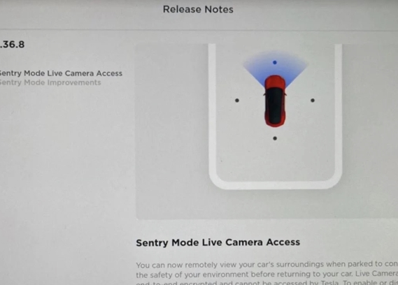 特斯拉新版本推送哨兵模式远程监视 实时提供周围状况